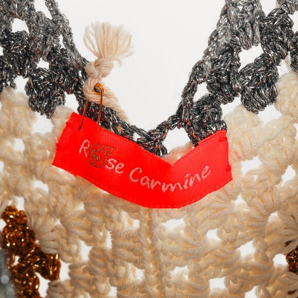 Rose Carmine Neutral-Tone Lurex Crochet Tank - Picture 6 of 8